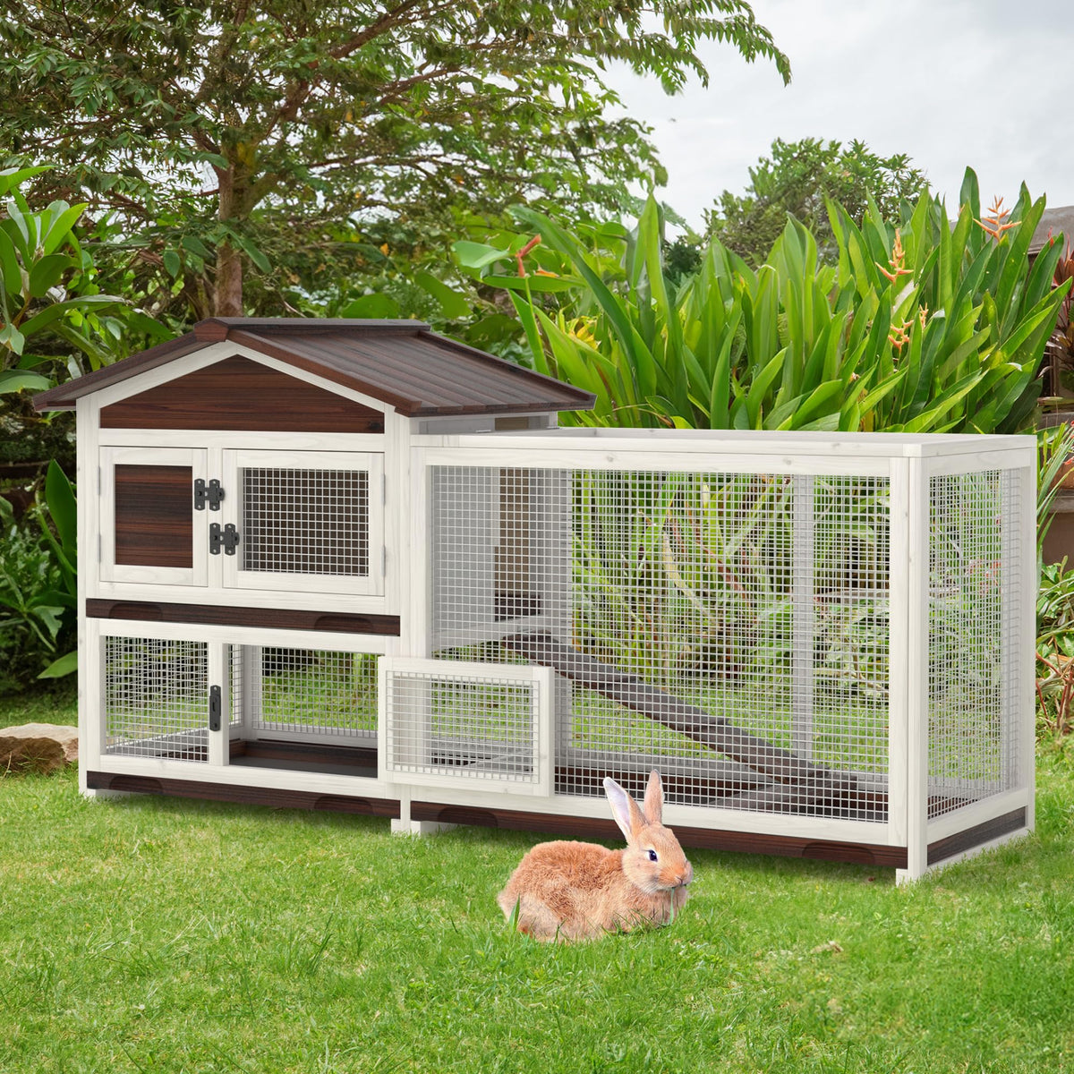 60" Wooden Rabbit Hutch L1729